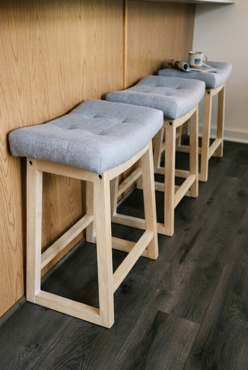 Why a Backless Wooden Saddle Counter Stool Is the Effortless Kitchen Update You Need