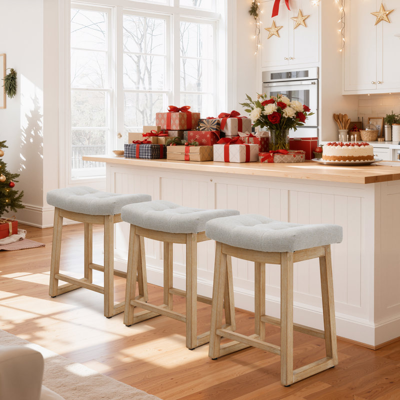 Why a Backless Wooden Saddle Counter Stool Is the Effortless Kitchen Update You Need
