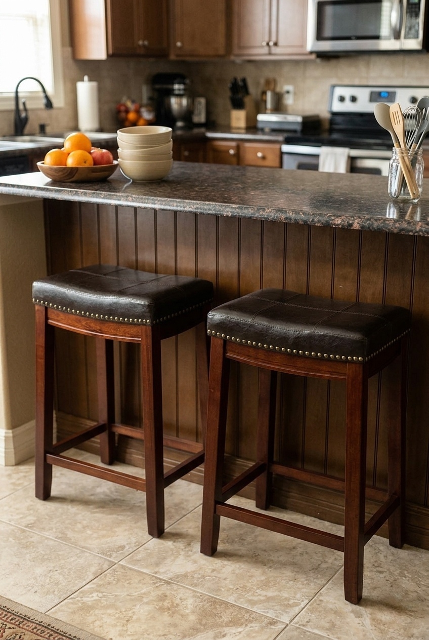 Lark Manor Arlyce 265 Solid Wood Backless Counter Stool With Vegan Leather Upholstered Seat W009699890