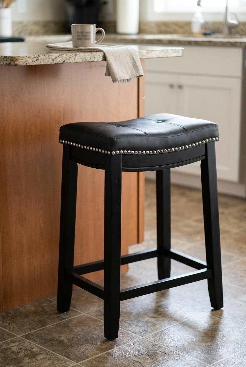 Lark Manor Arlyce 265 Solid Wood Backless Counter Stool With Vegan Leather Upholstered Seat W009699890