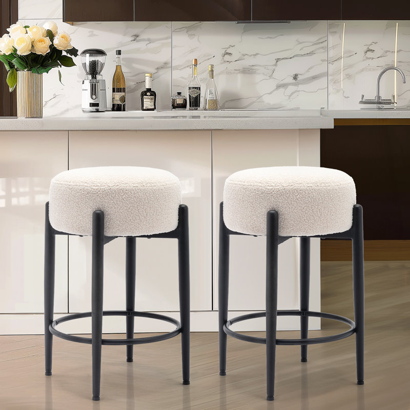 Wade Logan Carie 24 Sherpa Upholstered Counter Stool Soft Stylish Bar Stool Multiple Colors Modern Kitchen Island Seating W110621508