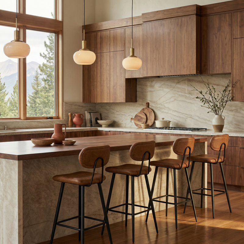 The Art of the Counter Stool: Styling Warm Mid-Century Kitchen Islands