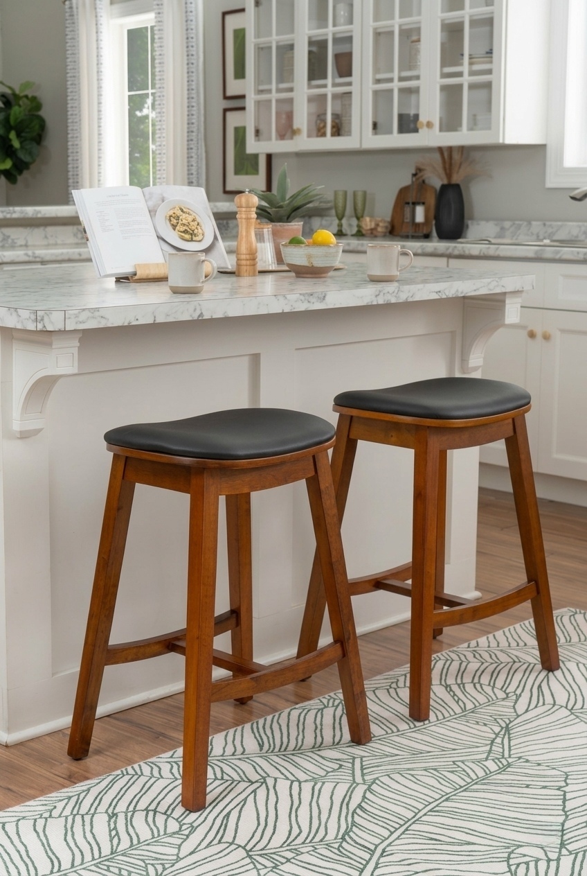 George Oliver Nafeesa Cushioned Faux Leather Counter Stool W111937090