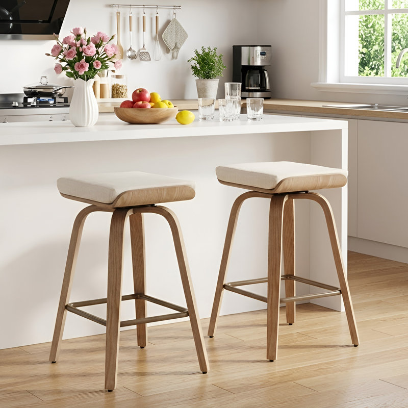 George Oliver Modern Upholstered Swivel Counter Stool With Wood Framecounter Height Bar Stool For Kitchen Islandcoffee Bar W112013734