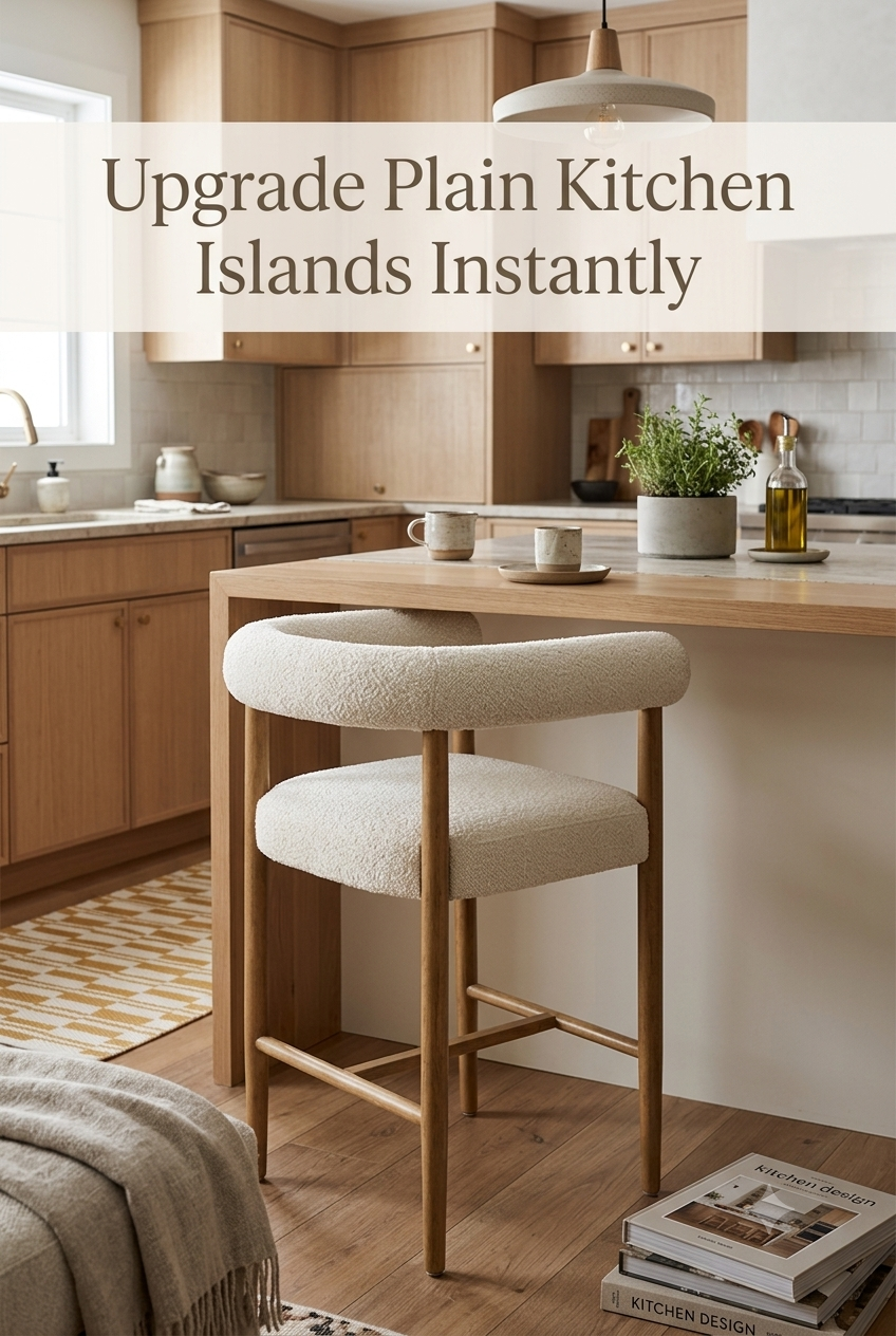 The Art of the Island: How to Style Beige Bouclé Counter Stools