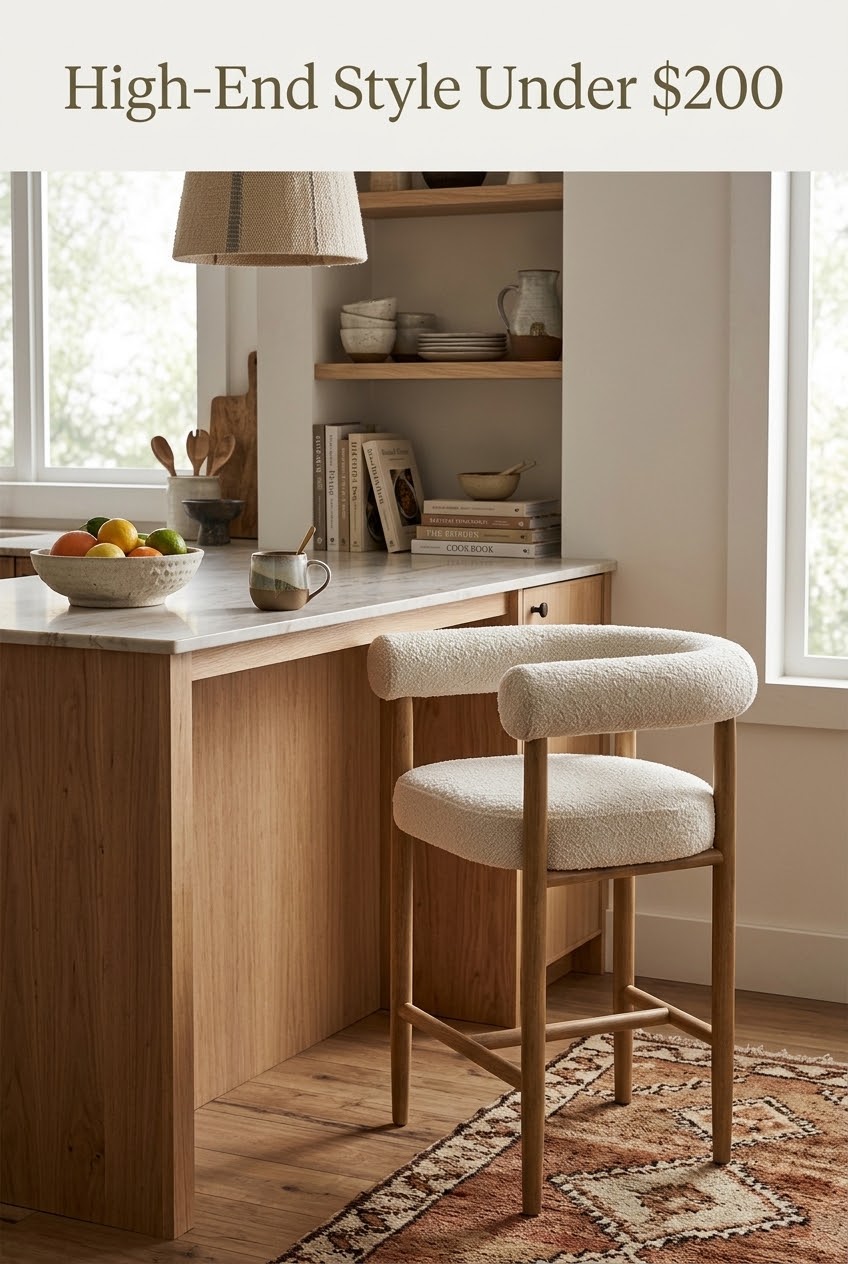The Art of the Island: How to Style Beige Bouclé Counter Stools