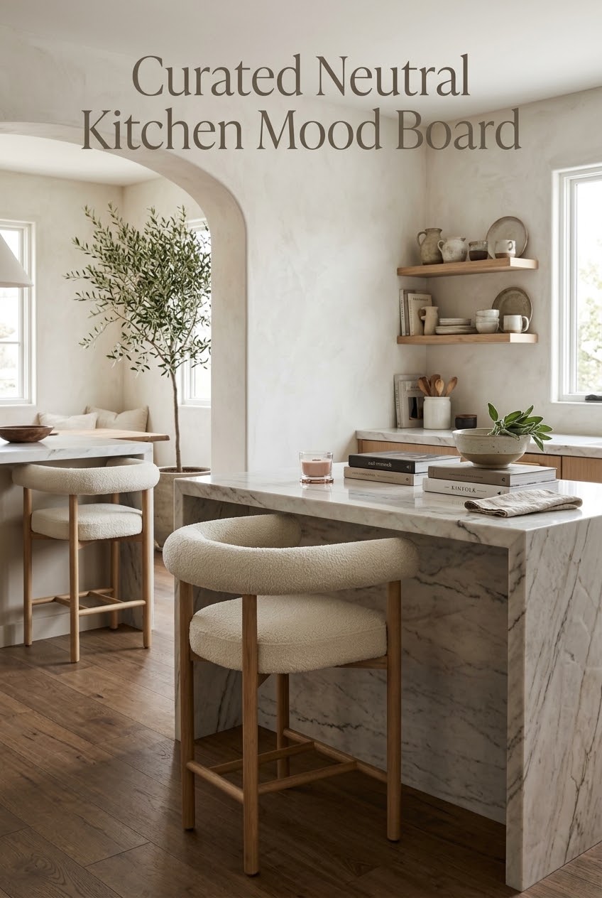 The Art of the Island: How to Style Beige Bouclé Counter Stools