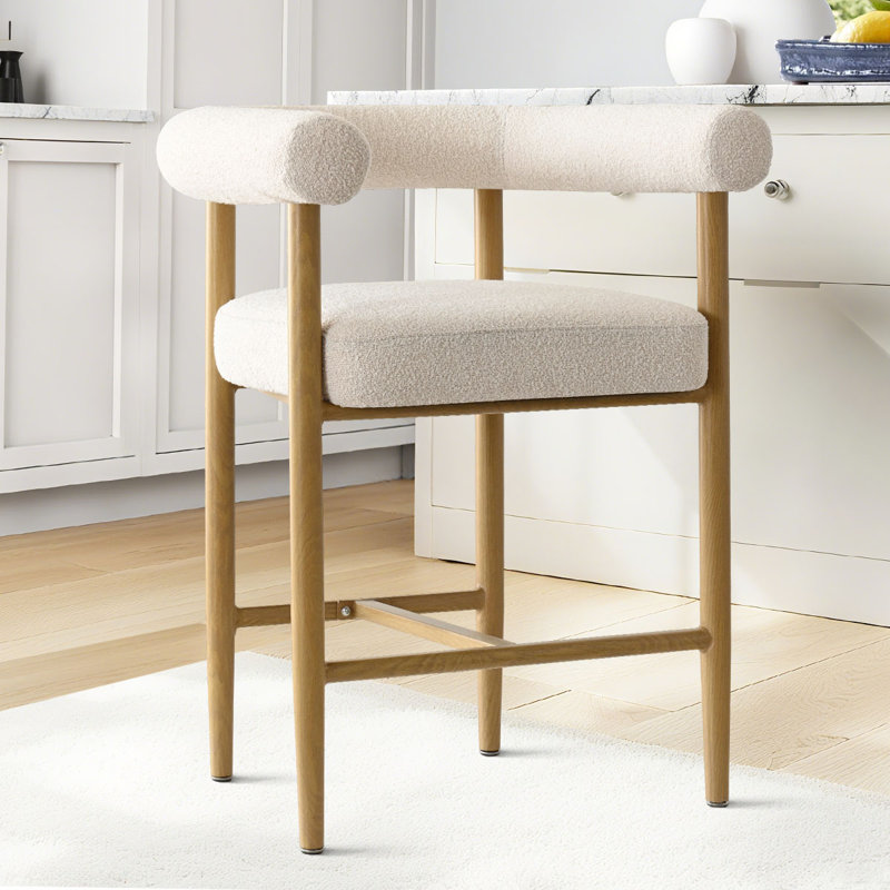 The Art of the Island: How to Style Beige Bouclé Counter Stools