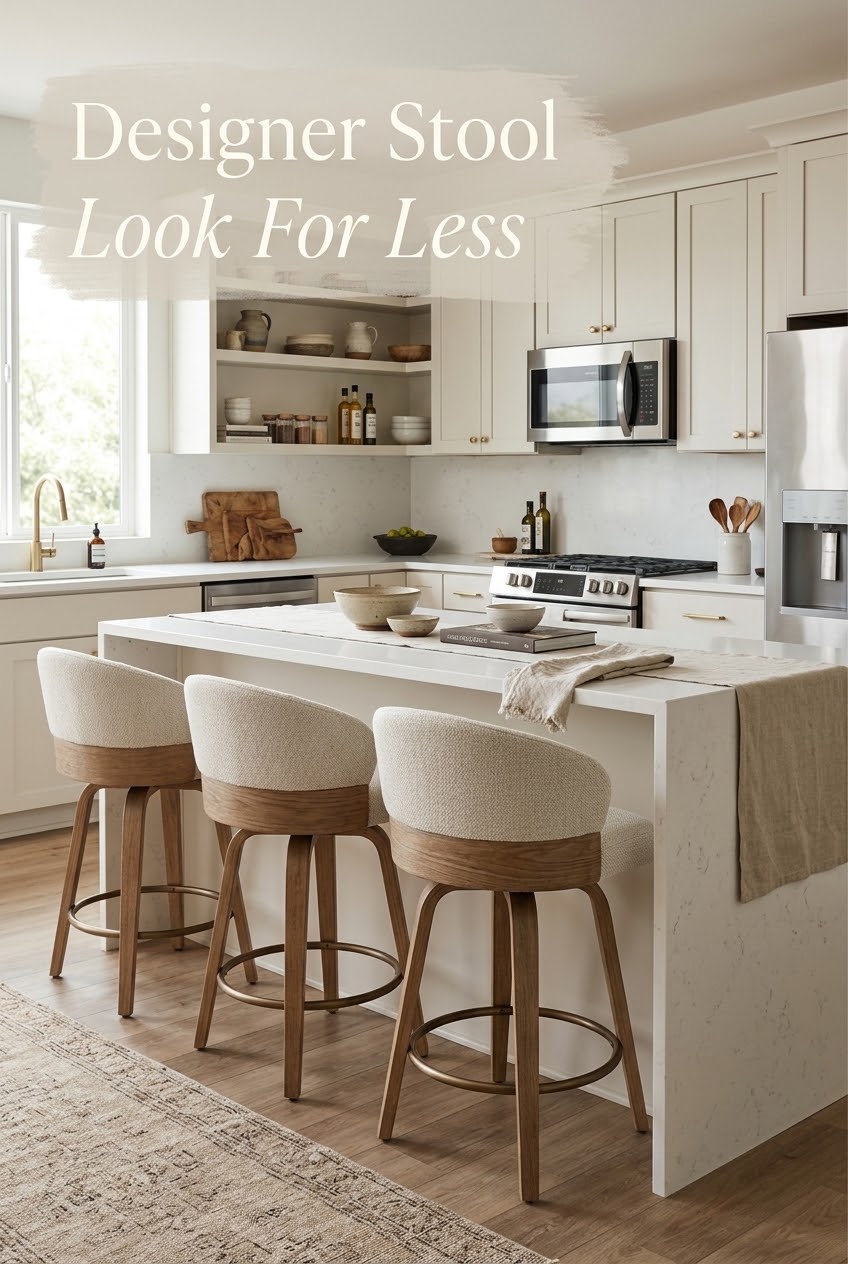 Warm Mid-Century Stool Styling: Curating an Elevated Counter-Height Island