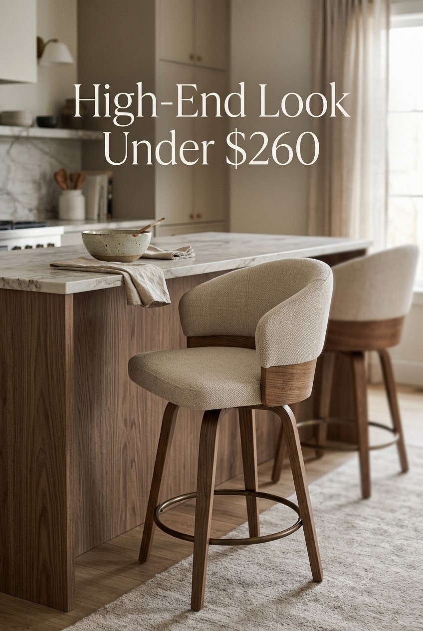 Warm Mid-Century Stool Styling: Curating an Elevated Counter-Height Island