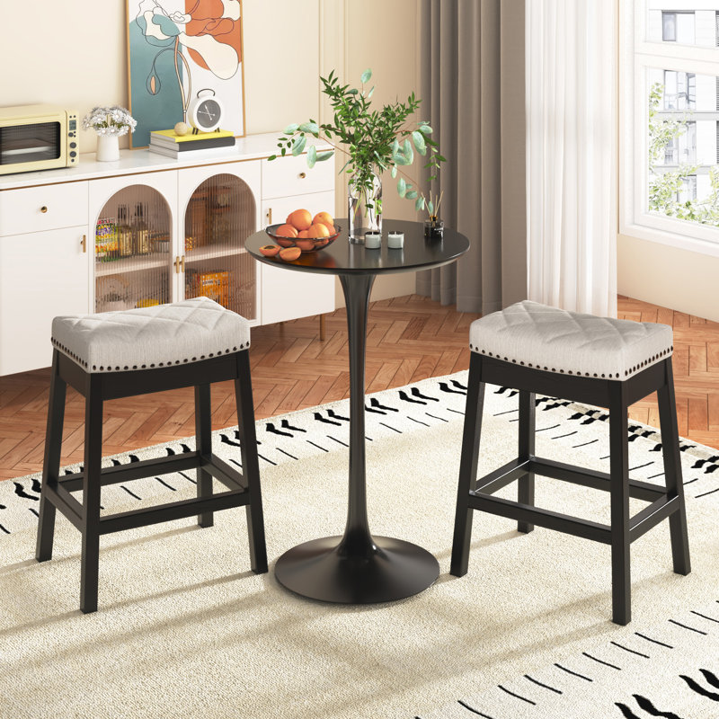 Ophelia Co Counter Stool With Solid Wood Frame Backless Bar Stool With Upholstered Seat Set Of 2 W115305905