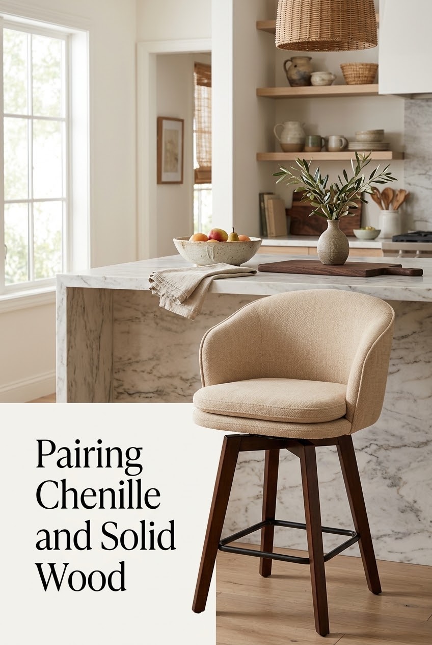 The Art of Tactile Balance: Pairing Chenille and Solid Wood at the Kitchen Island
