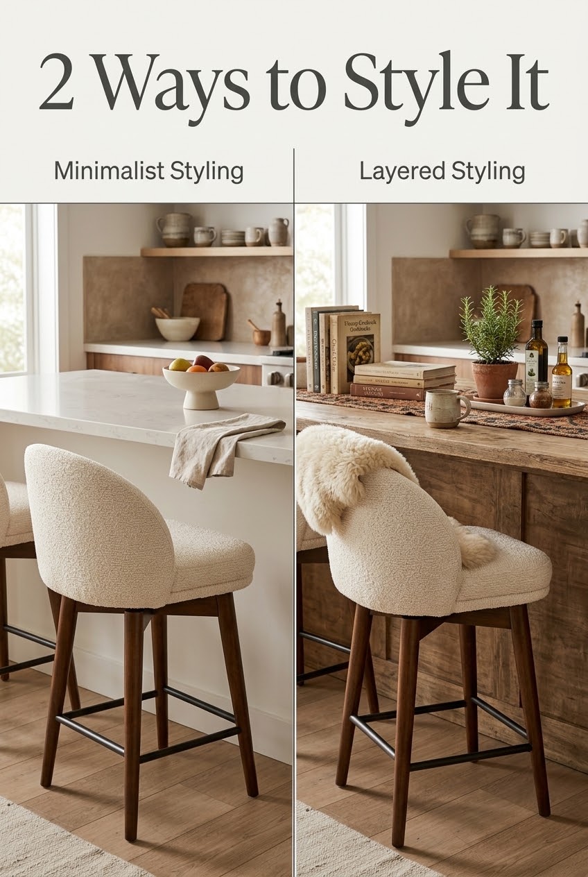 The Art of Counter Seating: 2 Ways to Style the Corrigan Studio Swivel Stool