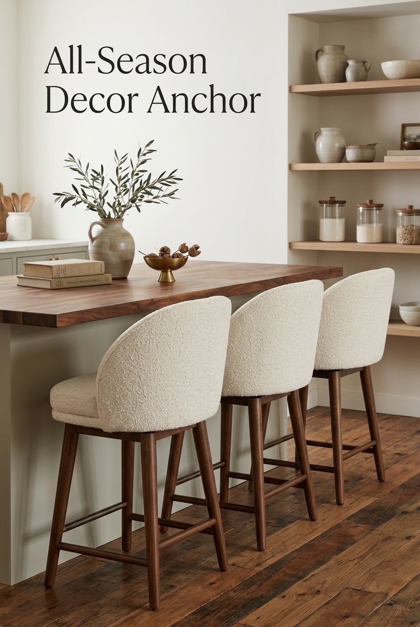 The All-Season Decor Anchor: Why Neutral Seating Defines the Kitchen Island Refresh