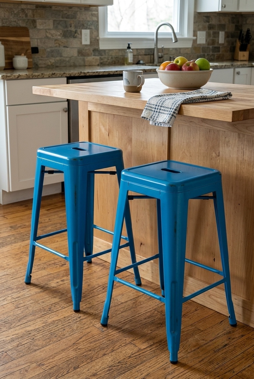 How a Pop of Blue Can Totally Transform Your Kitchen Island
