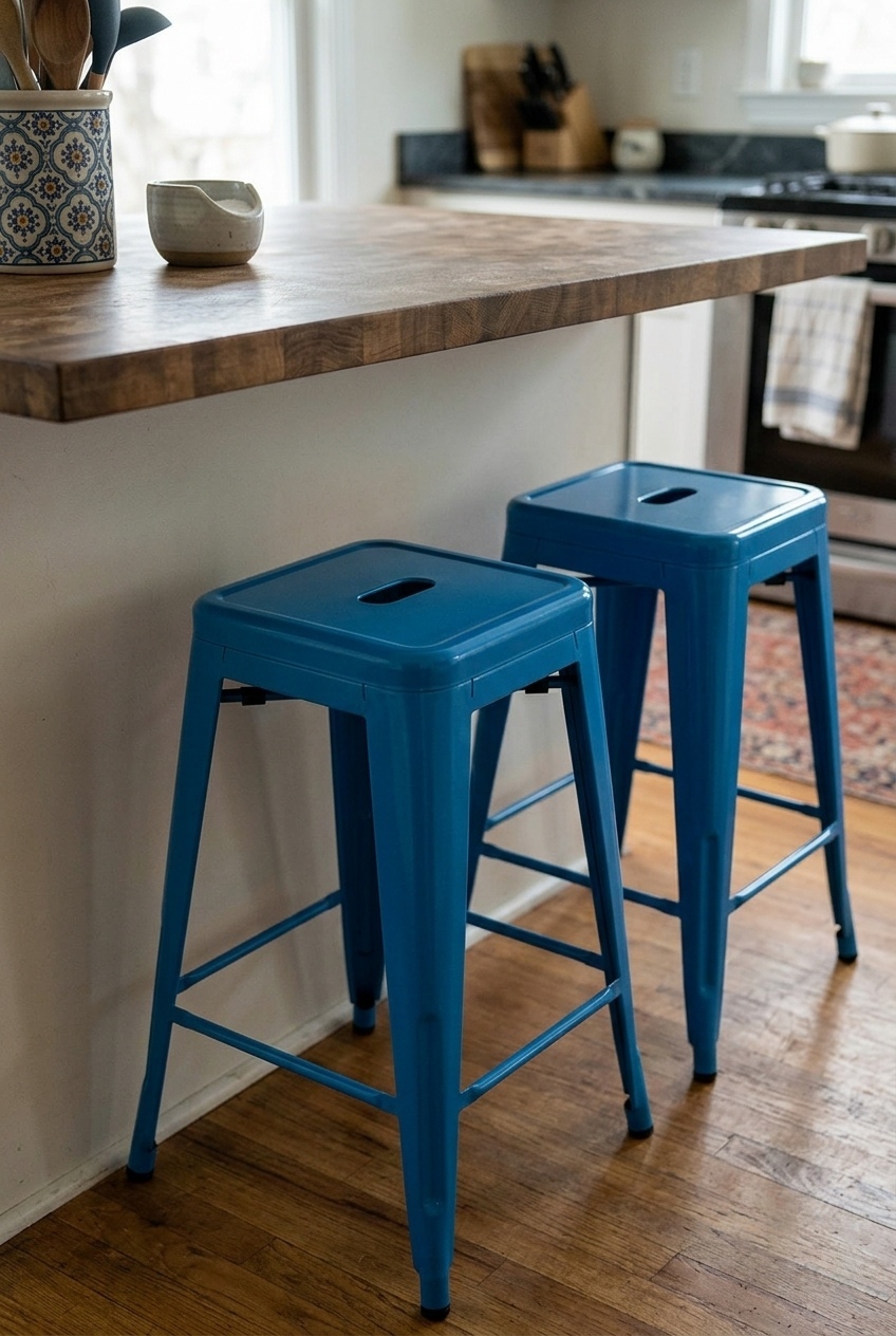 How a Pop of Blue Can Totally Transform Your Kitchen Island