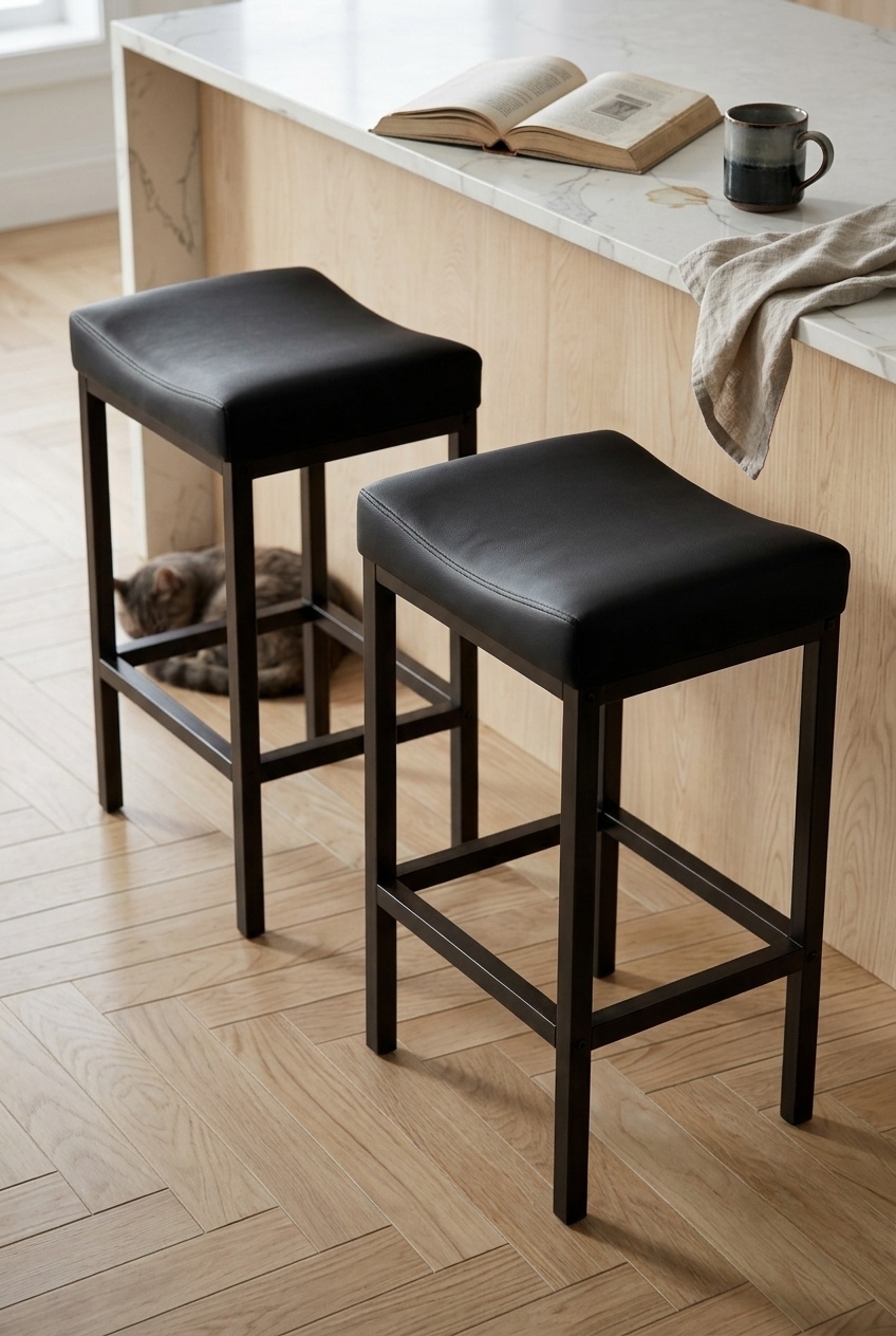 Elevate Your Kitchen Island: The Cozy Faux Leather Stools That Caught My Eye