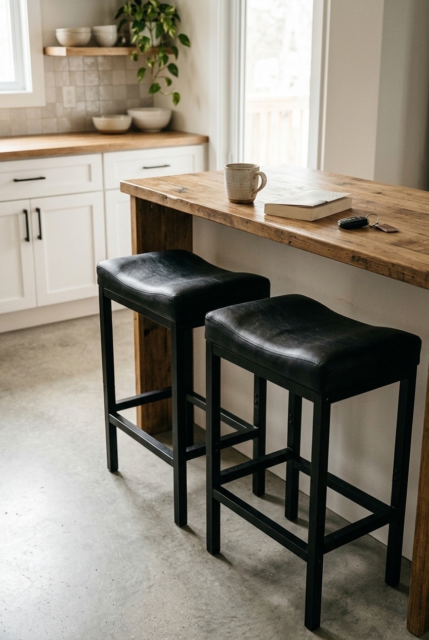 Elevate Your Kitchen Island: The Cozy Faux Leather Stools That Caught My Eye