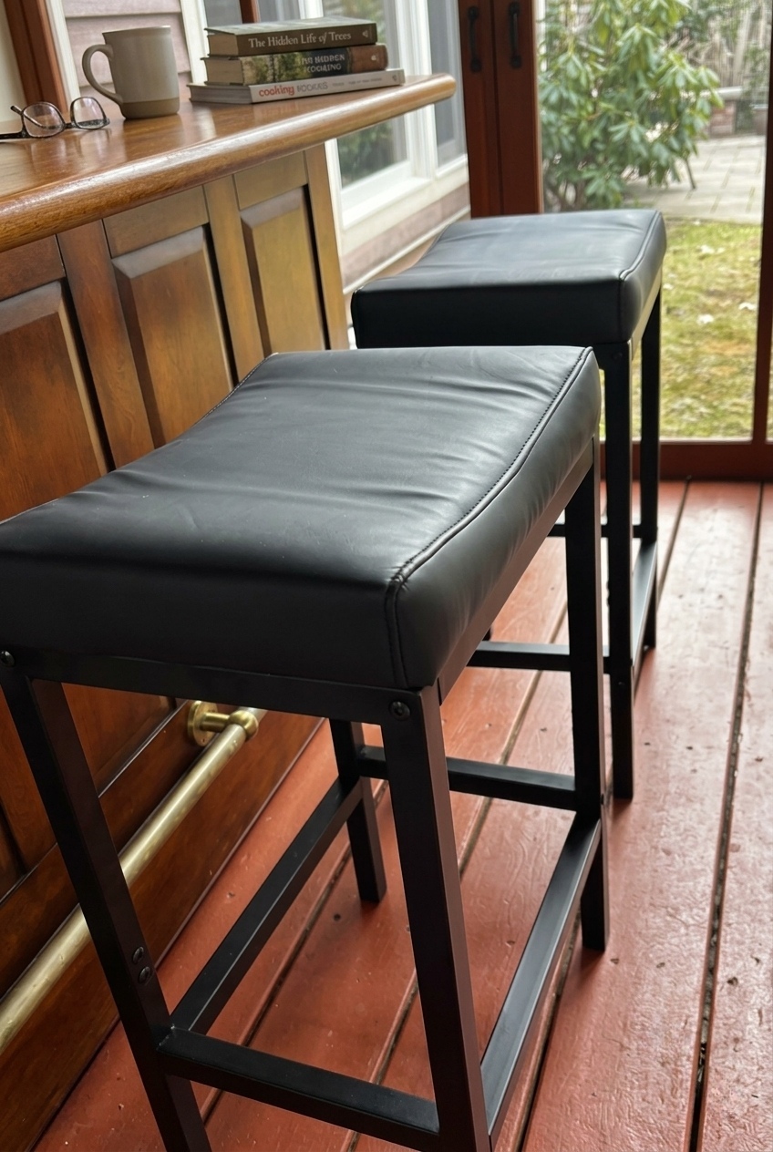 Elevate Your Kitchen Island: The Cozy Faux Leather Stools That Caught My Eye
