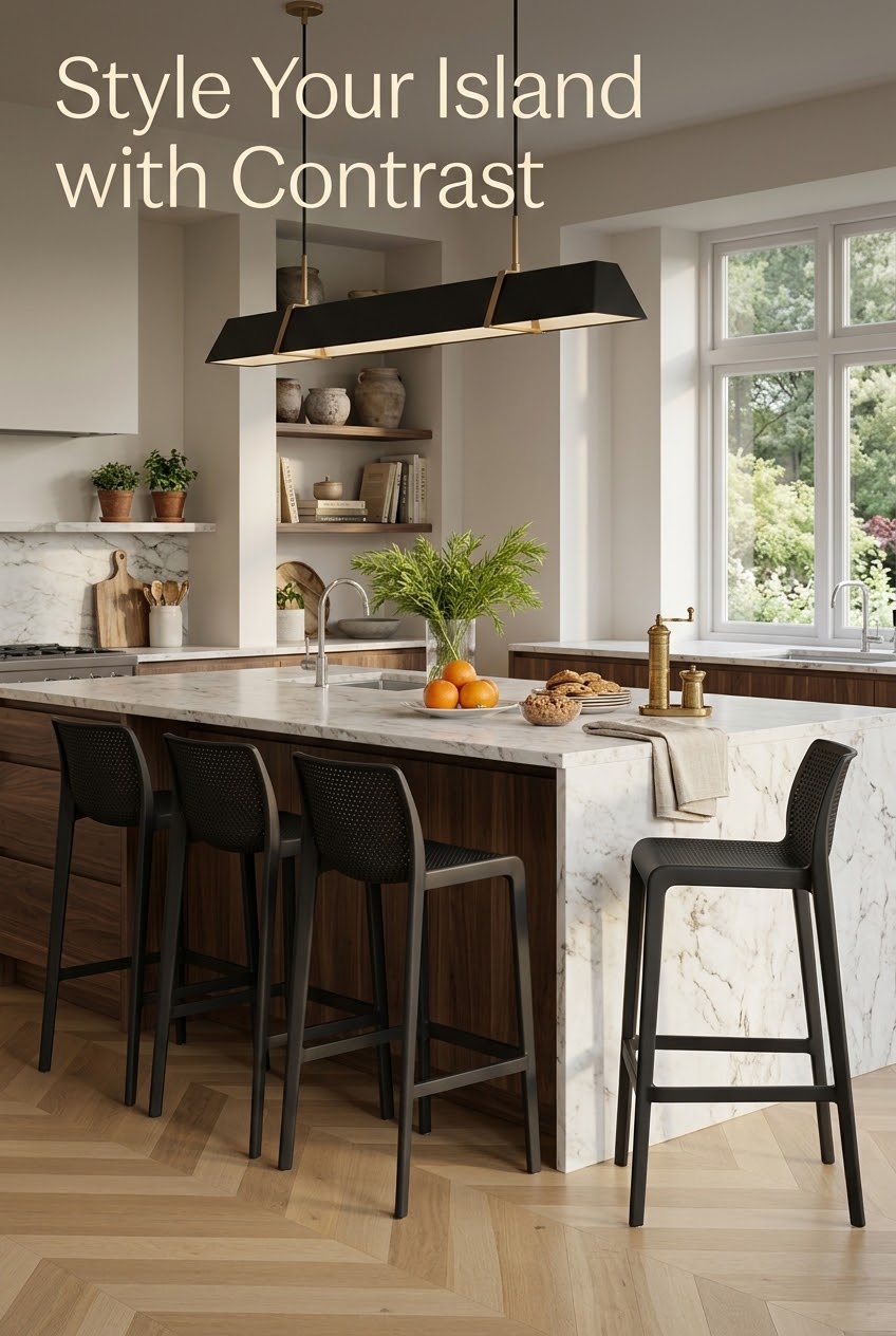 The Art of the Counterpoint: Anchoring Your Kitchen Island with Matte Black Seating